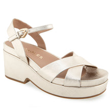 Chabella Sandal Dress Platform | Gold Metallic Textured Faux Leather