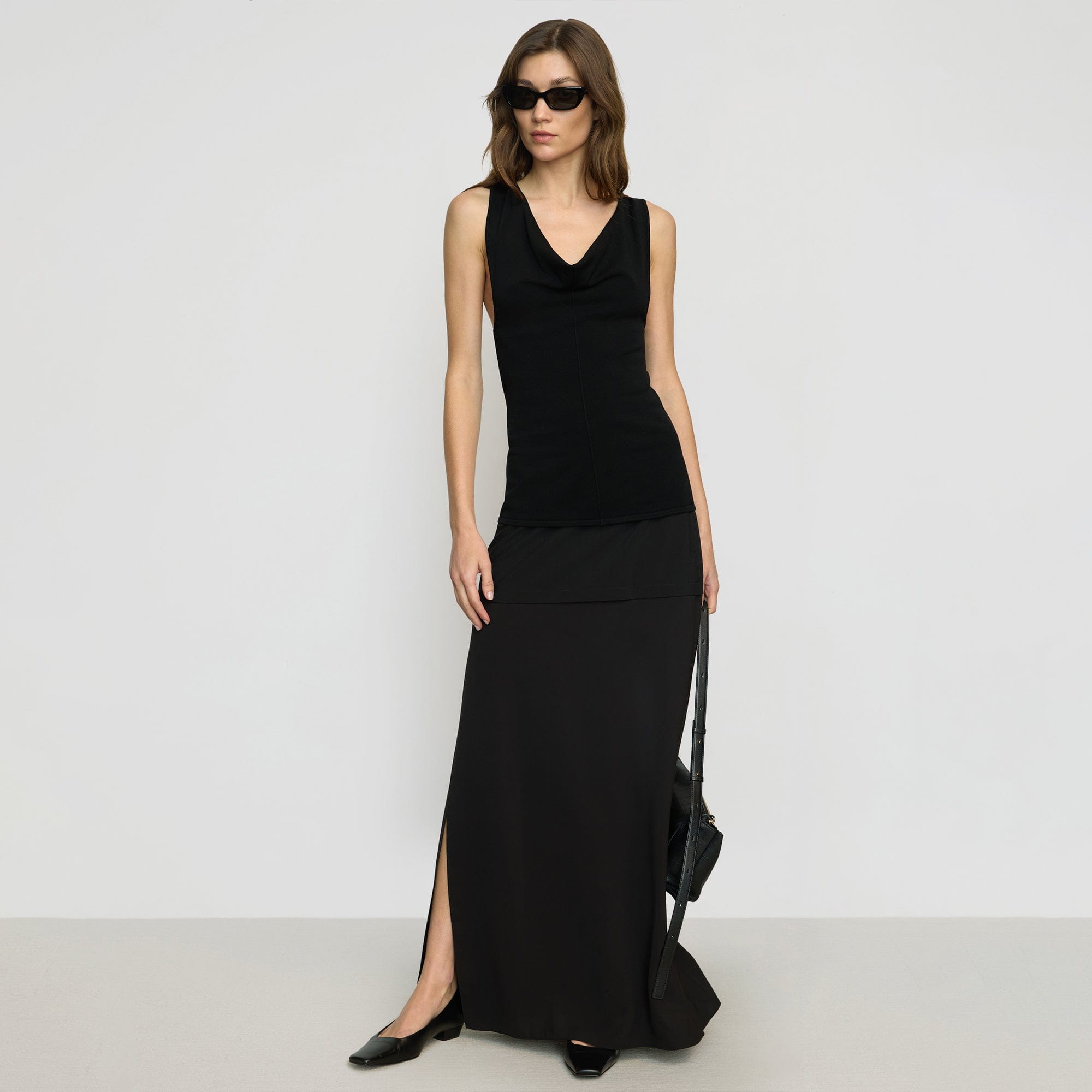 Augusta Tiered Maxi Skirt | Black