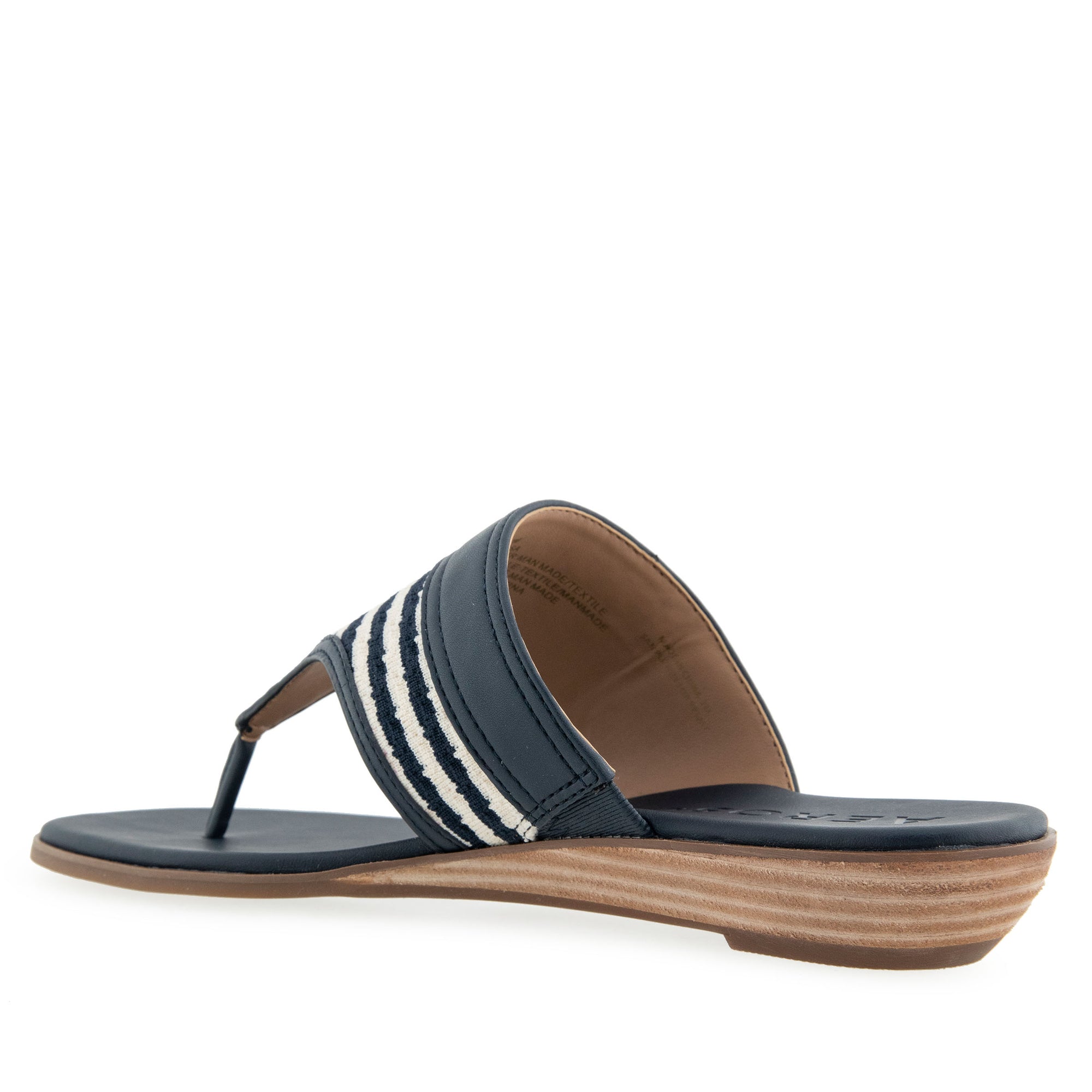 Gesa Sandal Flat | Eggnog/Navy Stripe Textured Fabric