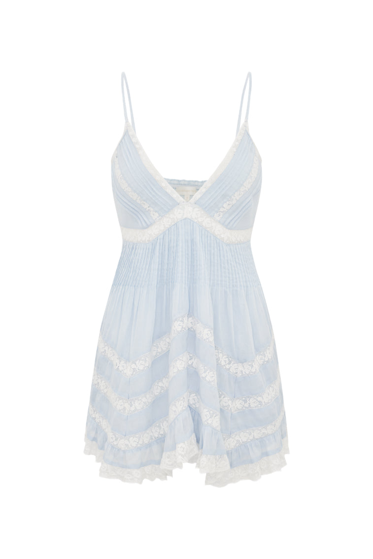 Alonna Cotton Lace-Trimmed Mini Dress | Baby Bluebell