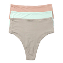 3-Pack YourFit High Cut Thong | Almond Milk - Crystal Clear - Sleep In (Grey)