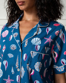 Beachcomber  - Short Sleeve Top & Cropped Pants Set - Shoreline Blue - Printfresh