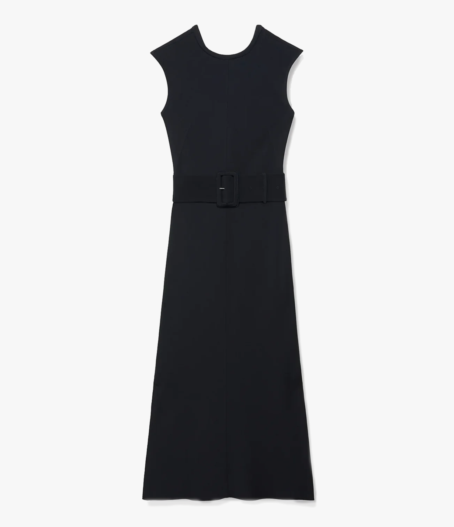 Another Tomorrow Bias Belted Dress in Black – Crêpe Women's Dress