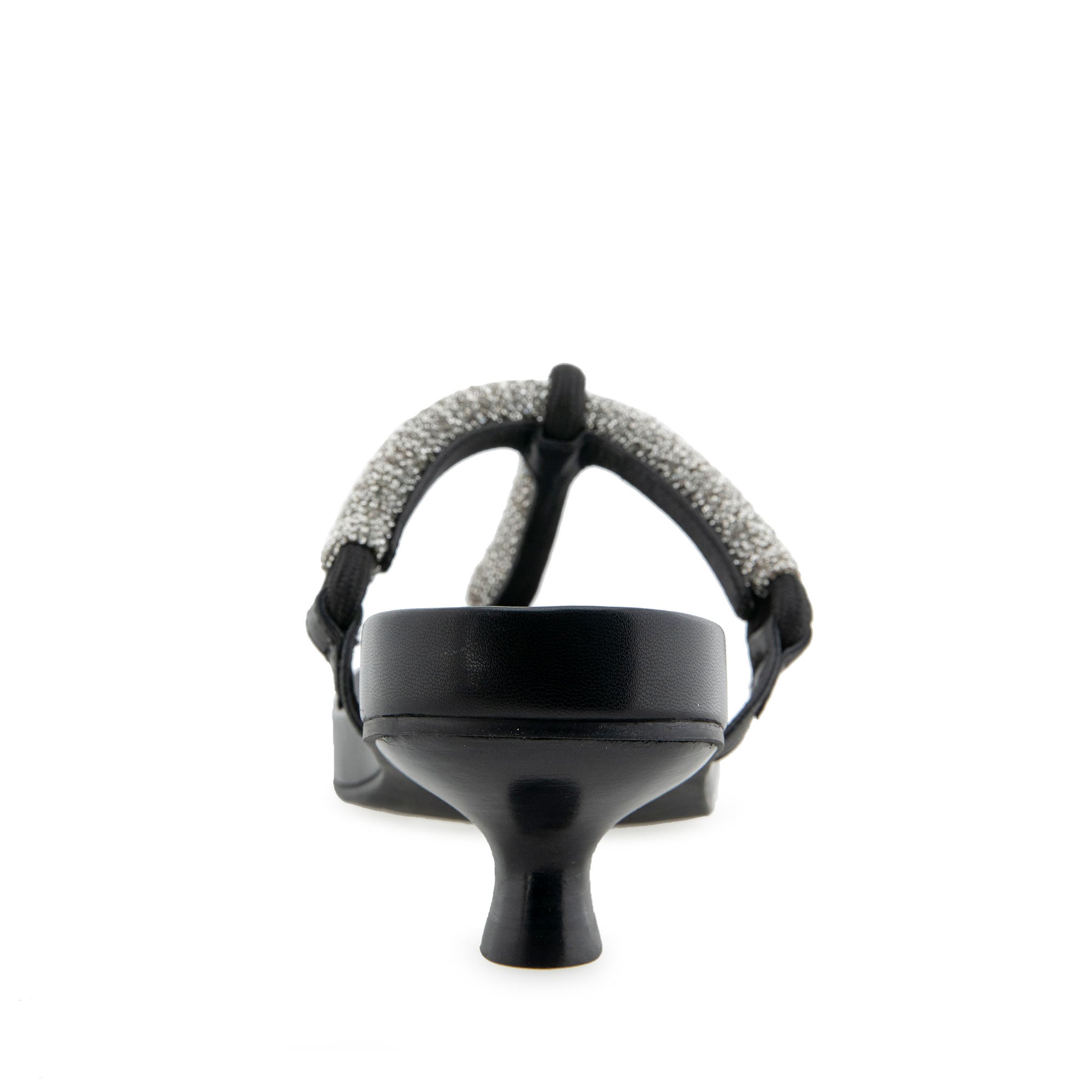 Crystal Sandal Dress Kitten Heel | Crystal/Black Rope