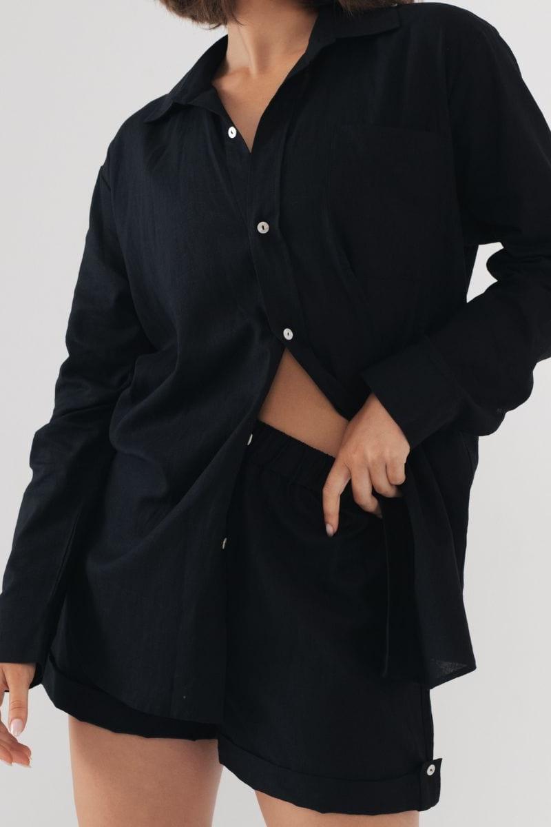 Long Sleeve Button Down Shirt | Black