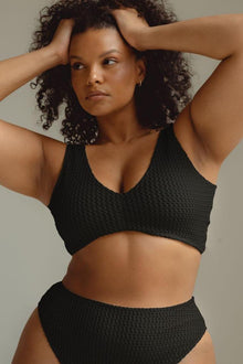 Kim Variation Bikini Top | Black Crochet