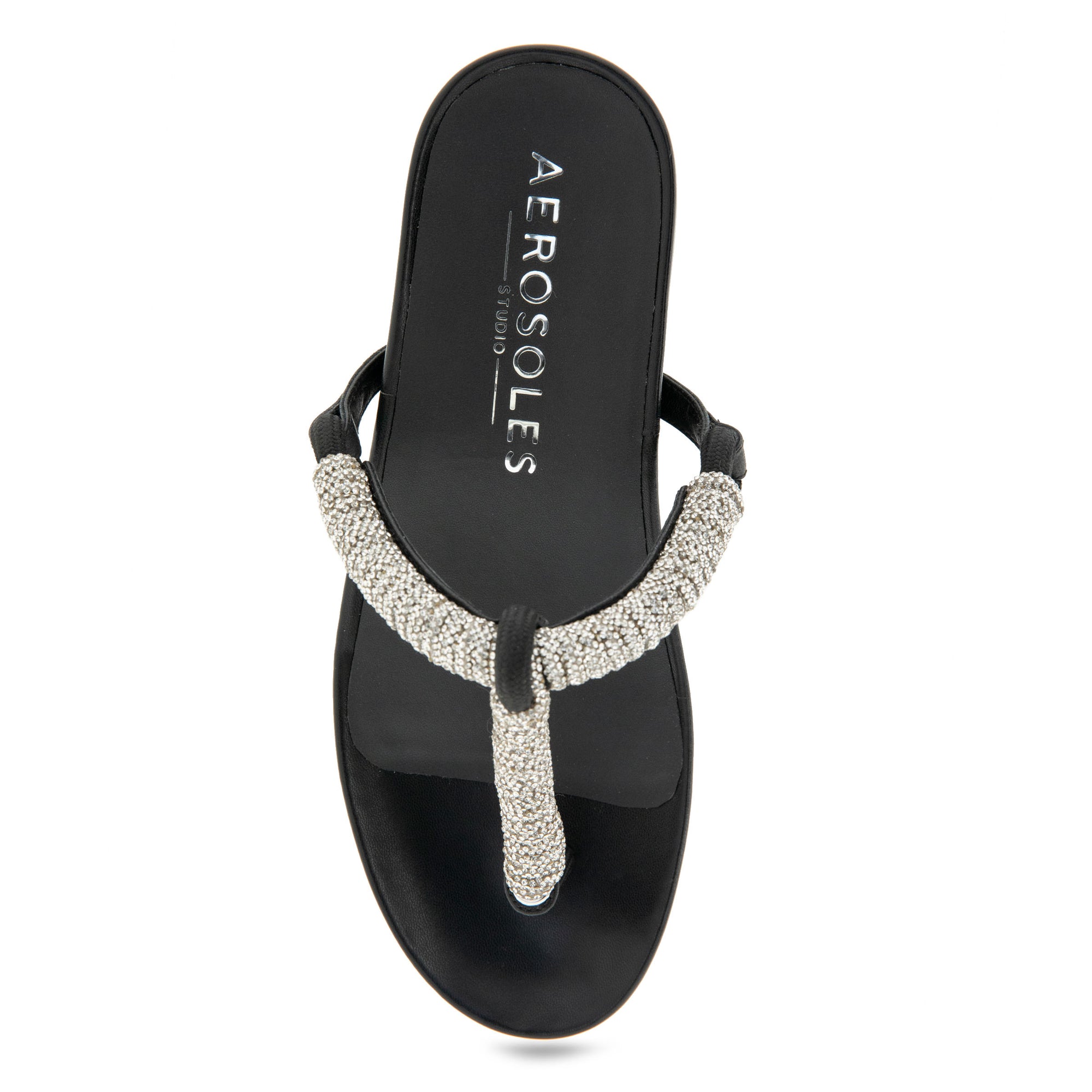 Crystal Sandal Dress Kitten Heel | Crystal/Black Rope