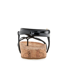 Leera Sandal Footbed | Black Faux Leather/Cork