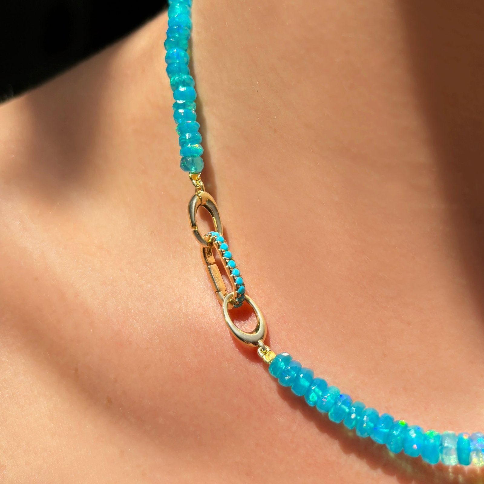 Bright Blue Faceted Opal Necklace
