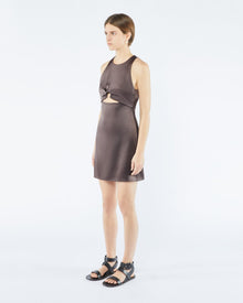 Elmi Cut-Out Slip Satin Mini Dress | Coffee Bean