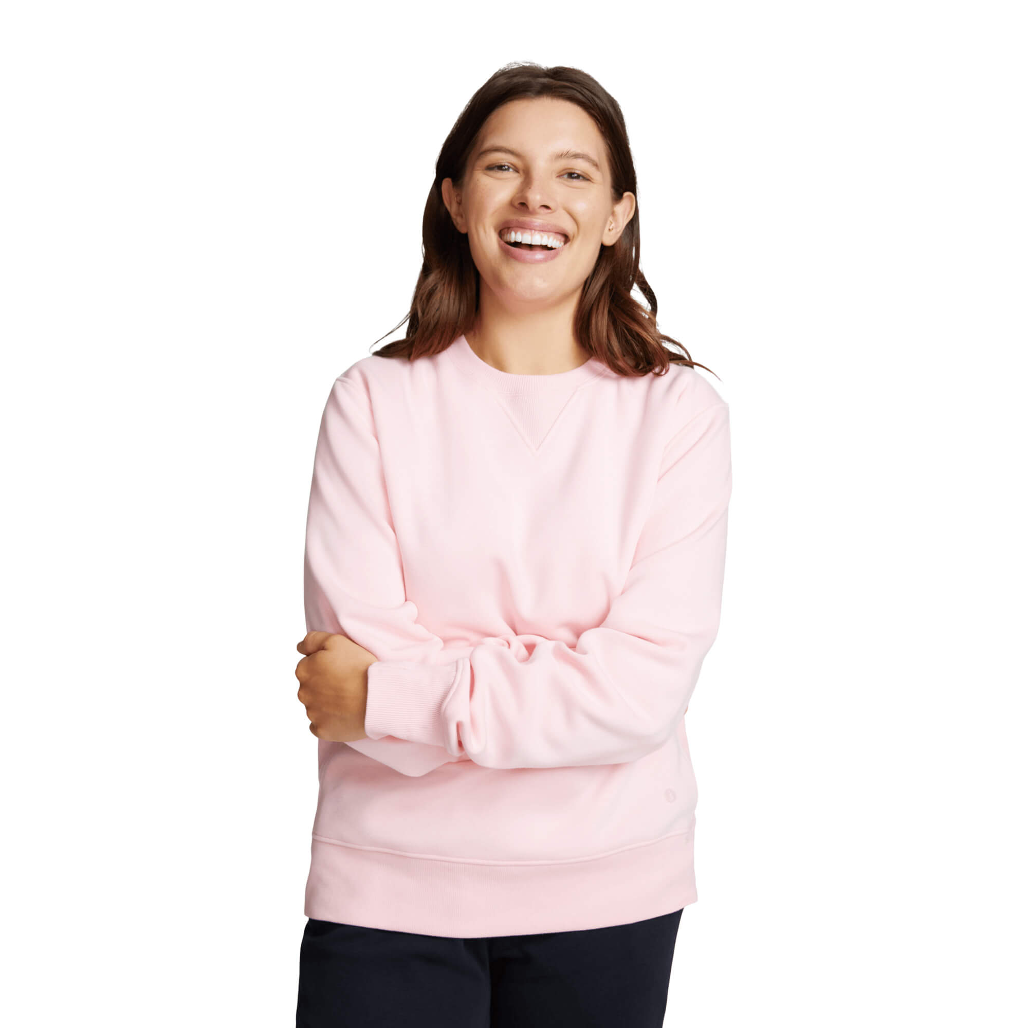 Chilluxe Brushed Fleece Crew | Flamingo