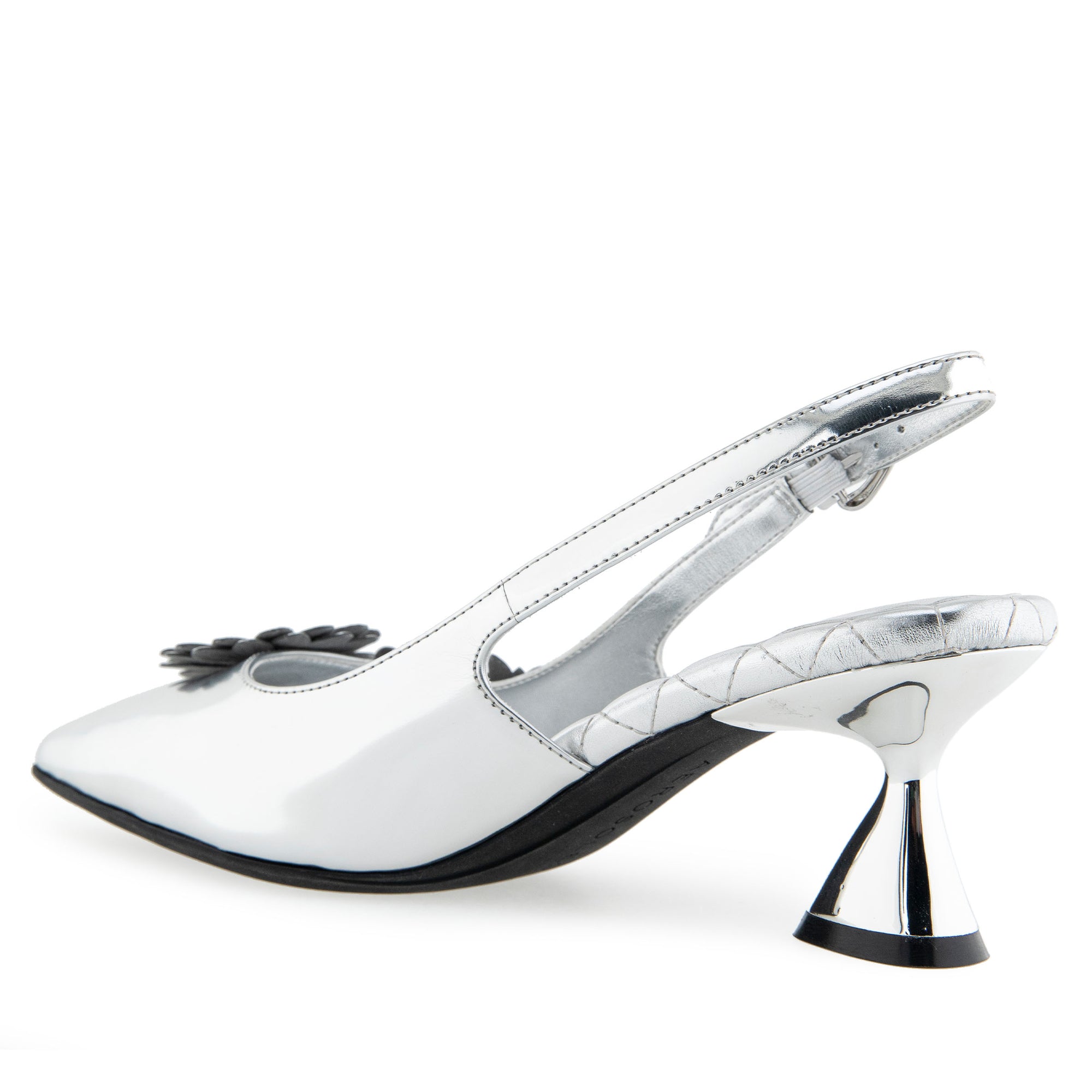 Jaya Dress Slingback | Silver Mirror Metallic Faux Leather