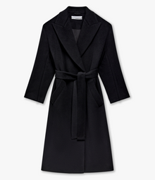 Another Tomorrow Double Breasted Wrap Coat in Black – Wool Women's Outerwear