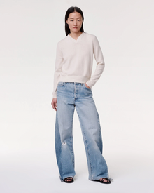 Another Tomorrow Cashmere Draped Neck Sweater in Off White – Cashmere Women's Knitwear