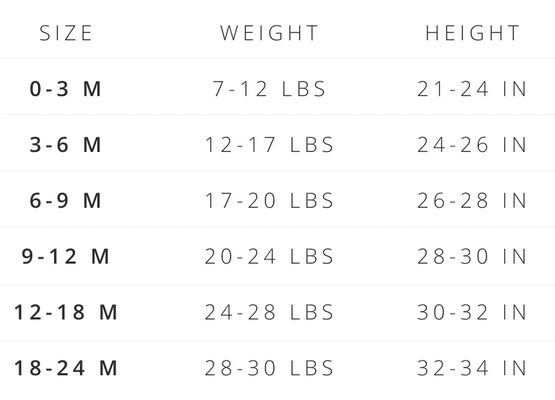 Product size guide