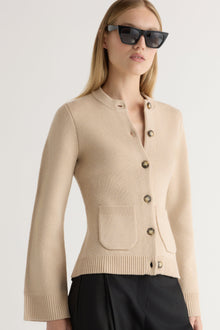Jess | Eames Cotton-Wool Button Cardigan in Size Small