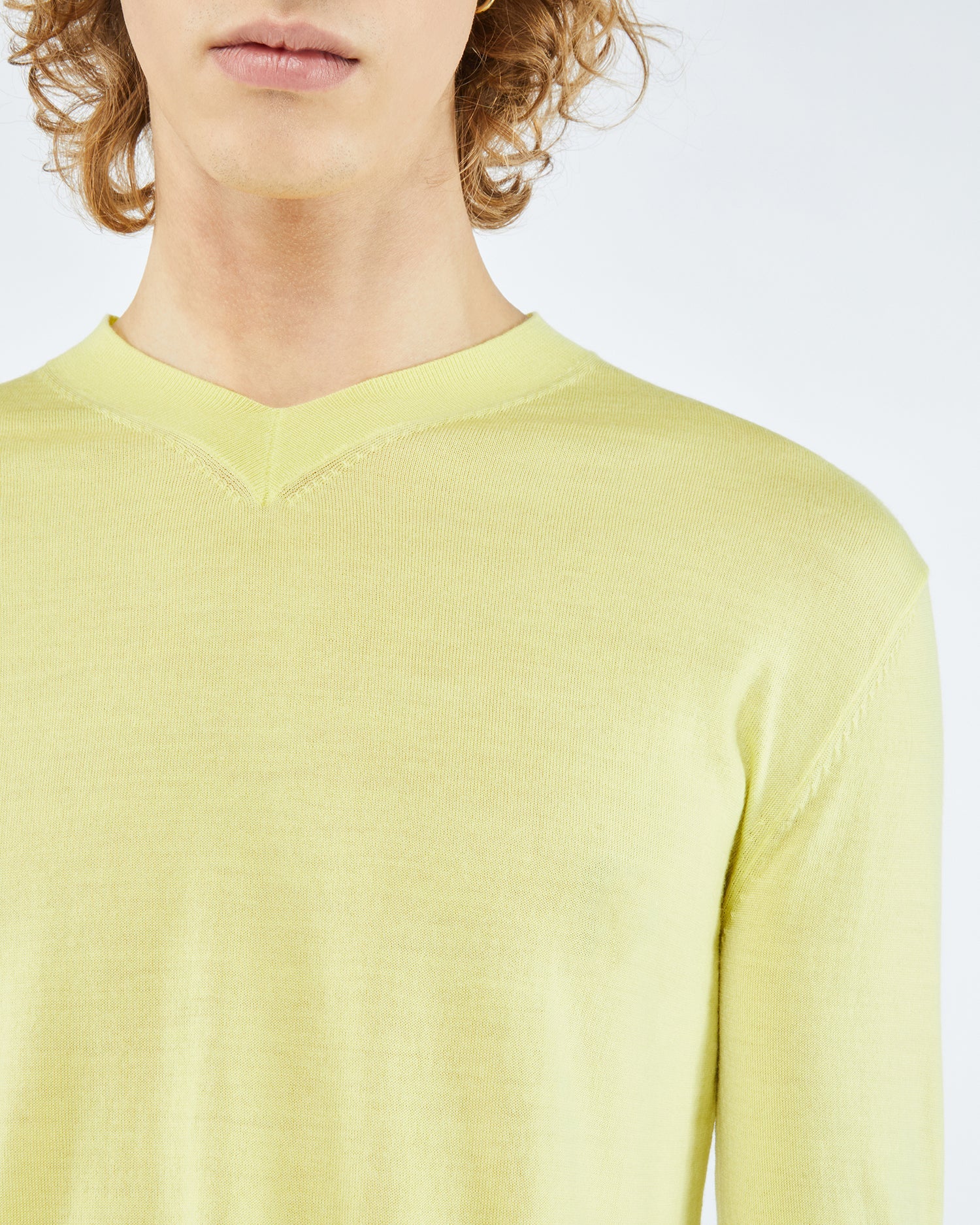 Kodi Merino Wool V-Neck Sweater | Lime Superfine Merino