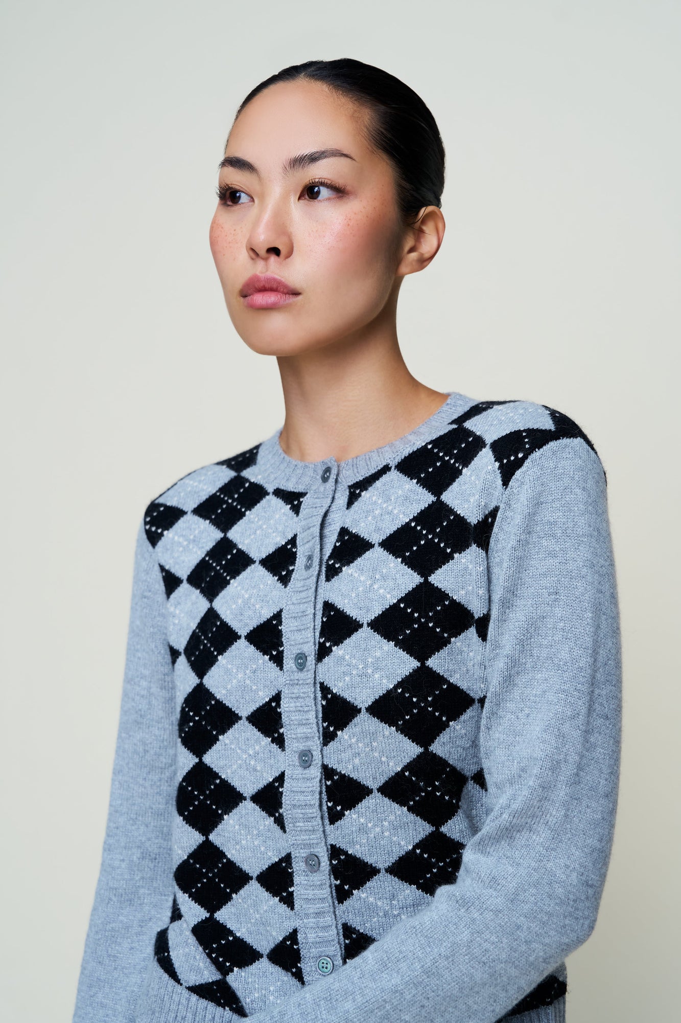 Womens | June Relaxed Wool Cardigan | Argyle Heather Grey