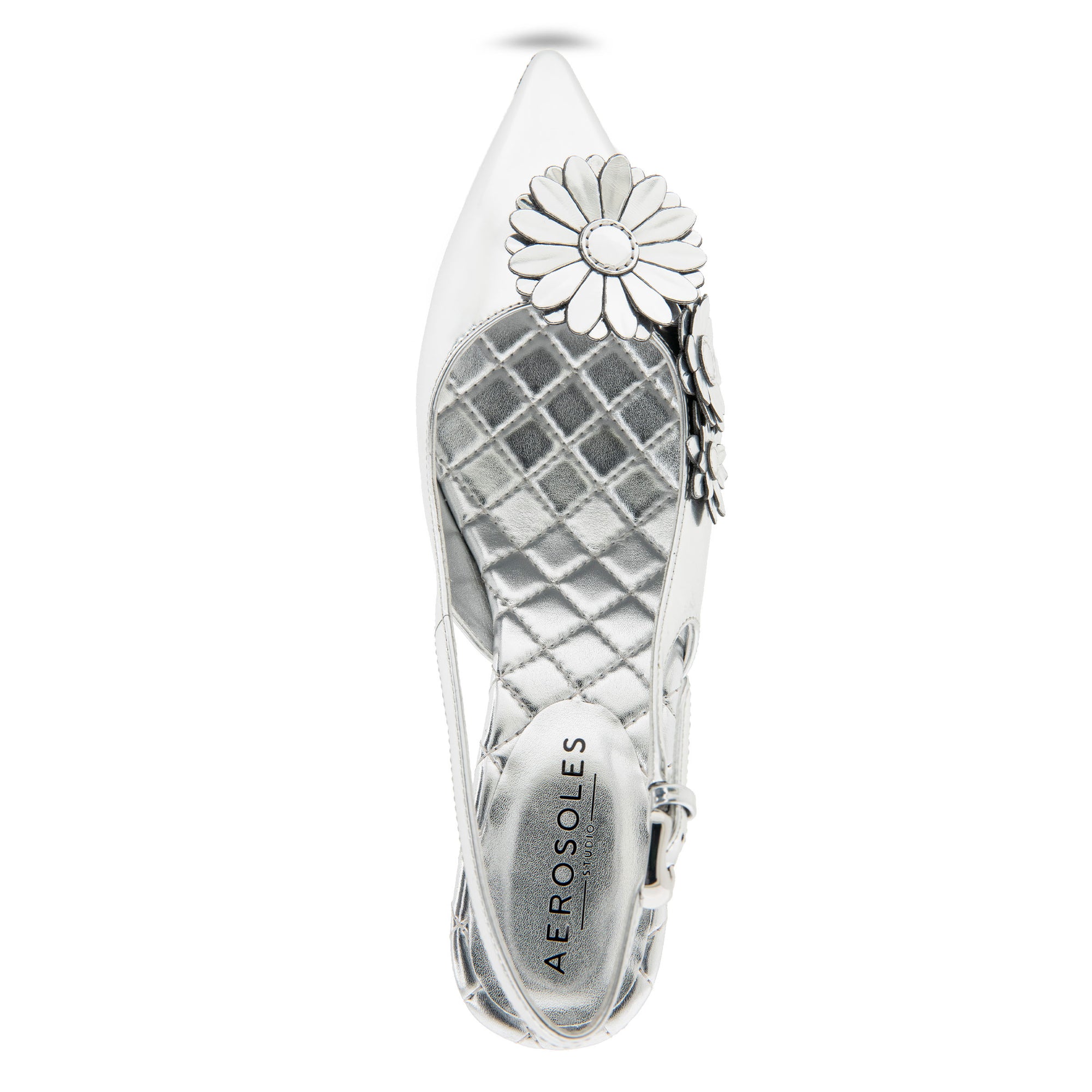 Jaya Dress Slingback | Silver Mirror Metallic Faux Leather