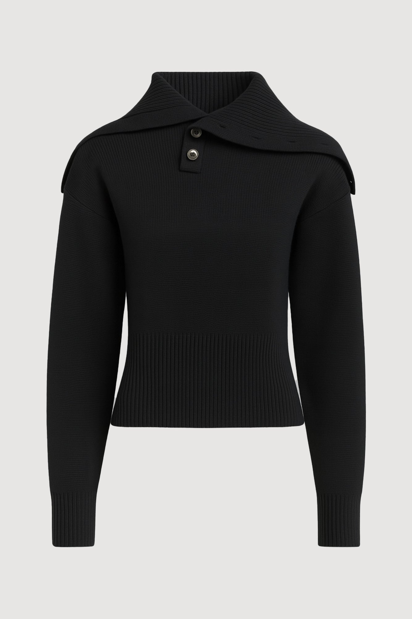 Shelby | Elijah Foldover Button-Collar Sweater in Size Small - Flat