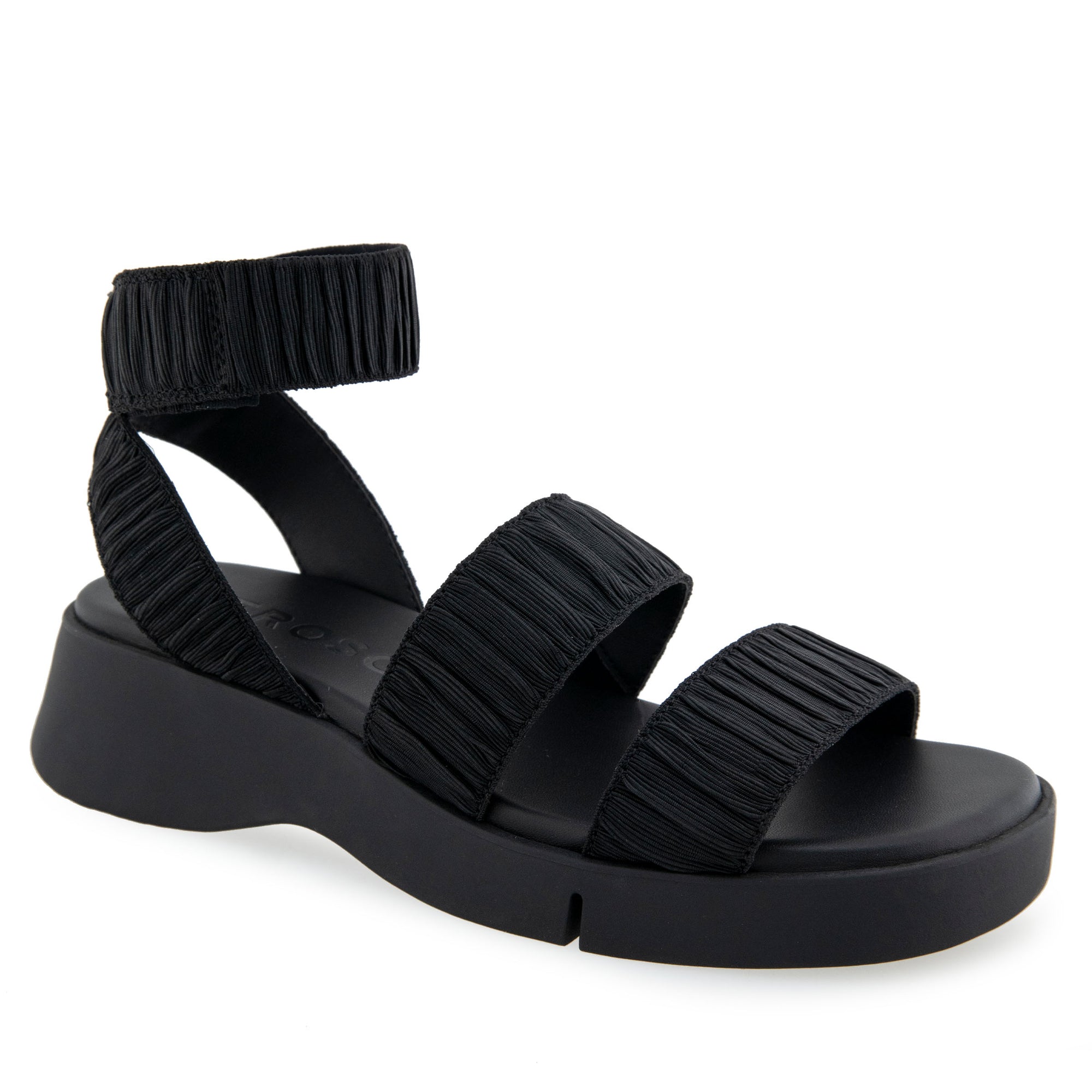 Fiona Sandal Sport | Black Rouched Elastic Fabric