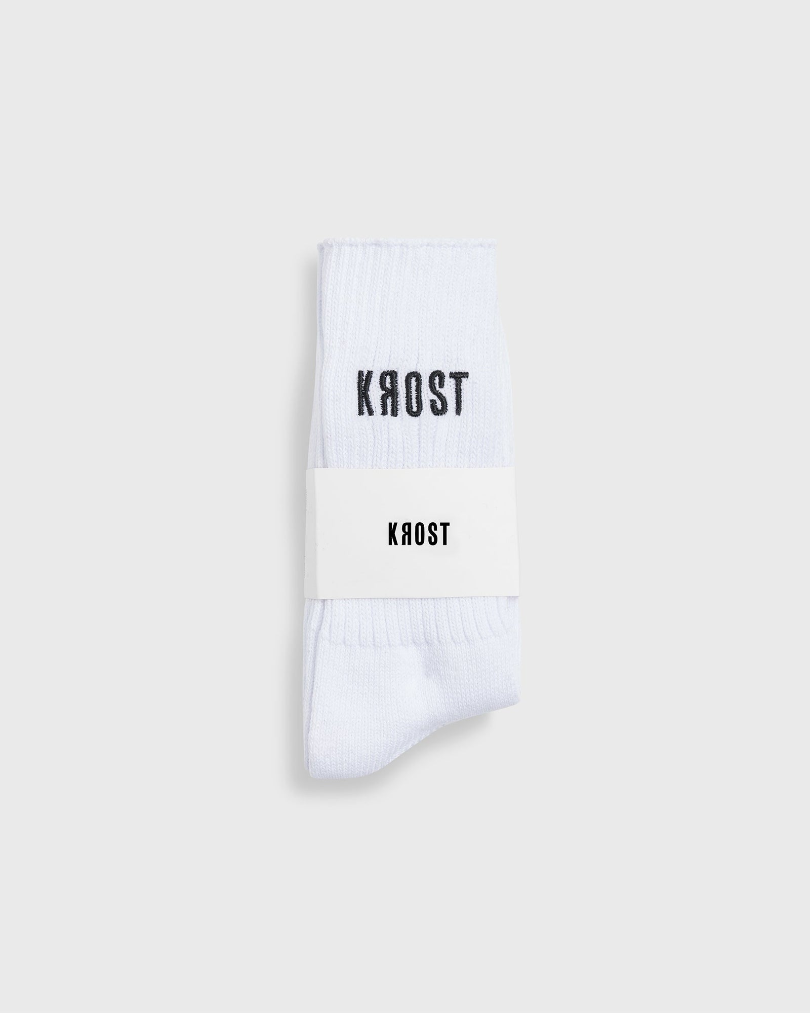 Embroidered Organic Cotton Rib Knit Socks in White (2-Pack)