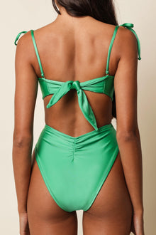 Paula Tie Up Bikini Bottom | Emerald Shimmer