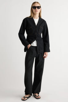 Jess | Emmett Structured-Sleeve Denim Jacket in Size Small