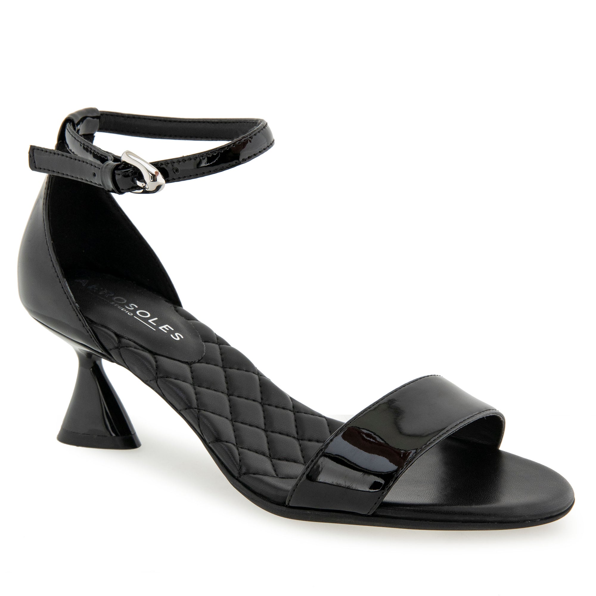 Jazzy Sandal Dress Sculpted | Black Patent Faux Leather
