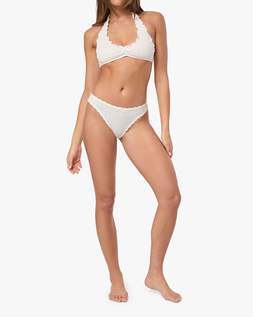 Ruffle Halter Bra | Ivory