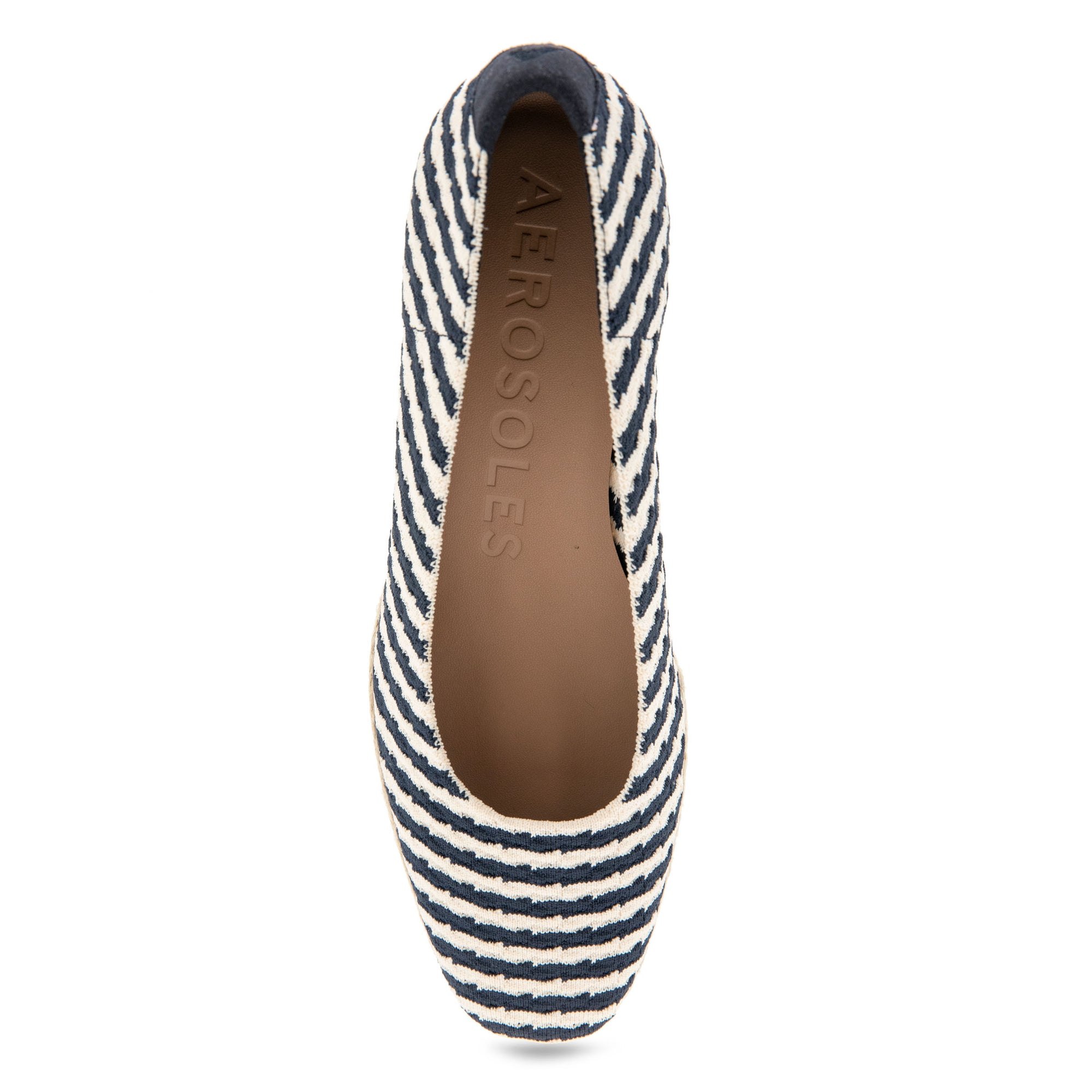 Roma Dress Wedge | Eggnog/Navy Stripe Textured Fabric