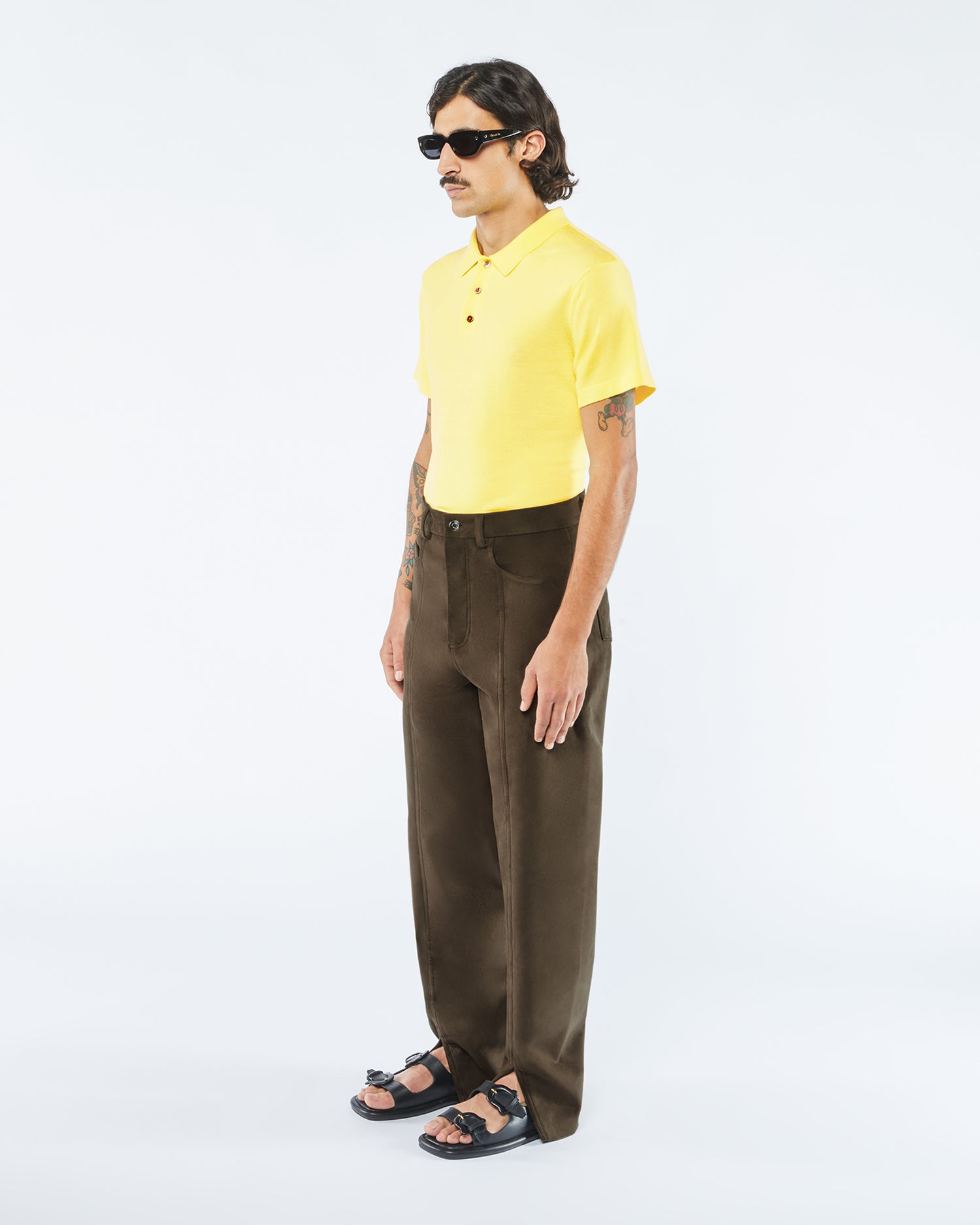 Tibes Alt-Suede Split-Hem Pants | Coffee Bean