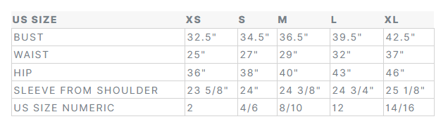 Product size guide