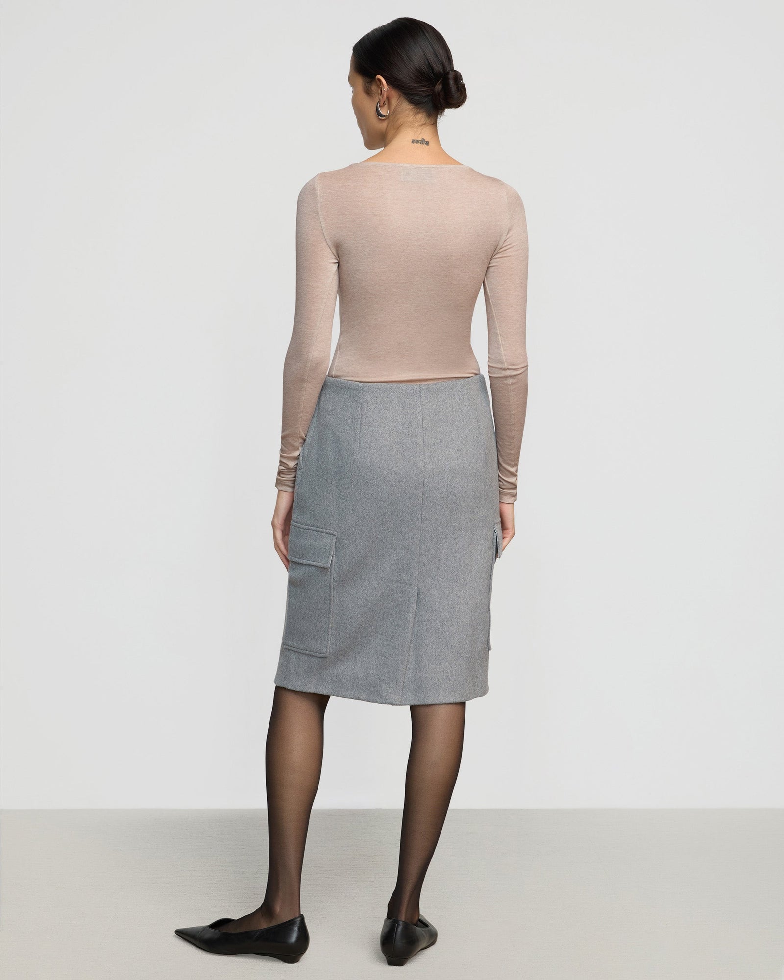 Charlotte | Felicia Wool Utility Midi Skirt in Size Extra Small