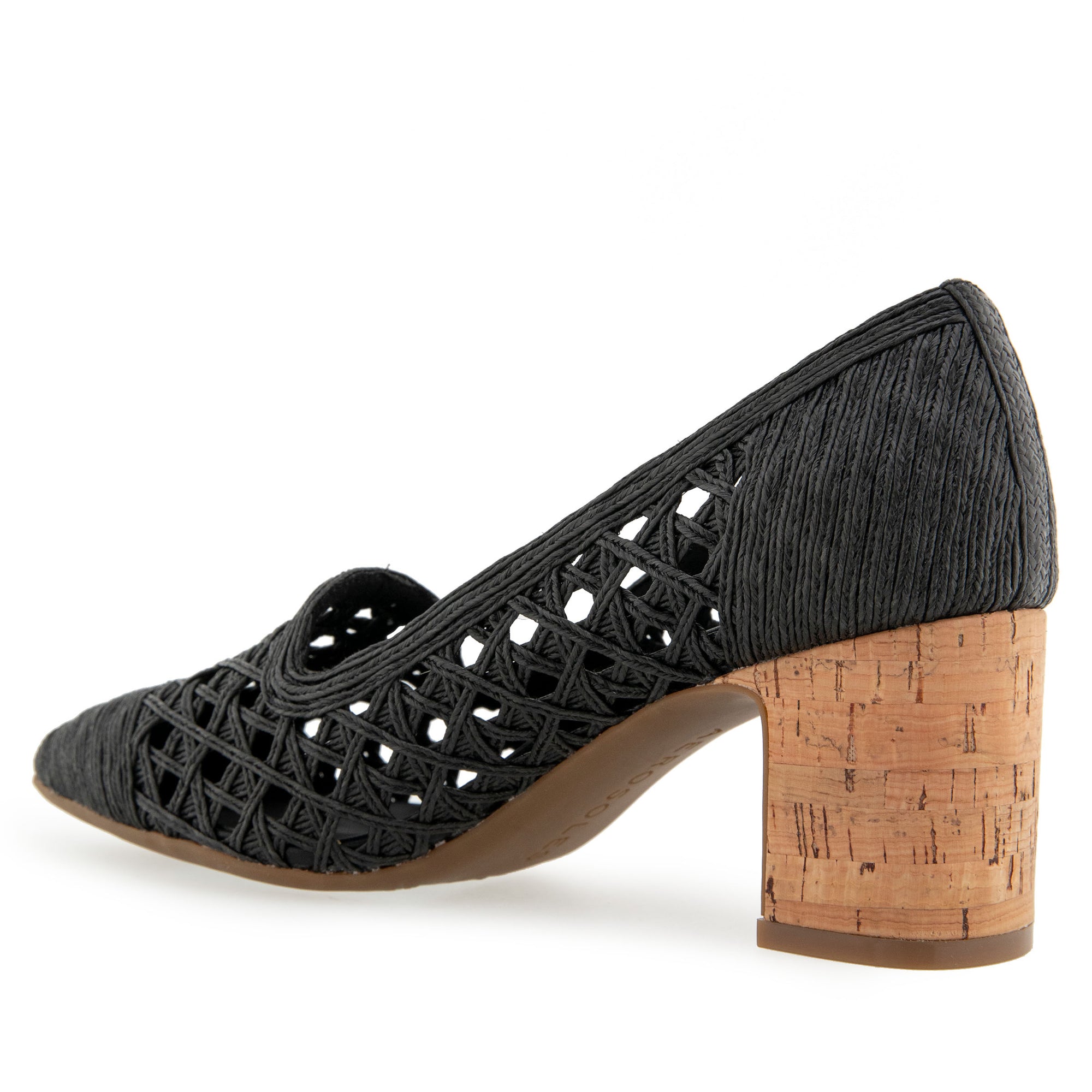 Melo Dress Pump | Black Embroidered Raffia