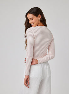 Fitted V-Neck Cardigan | Pastel Pink