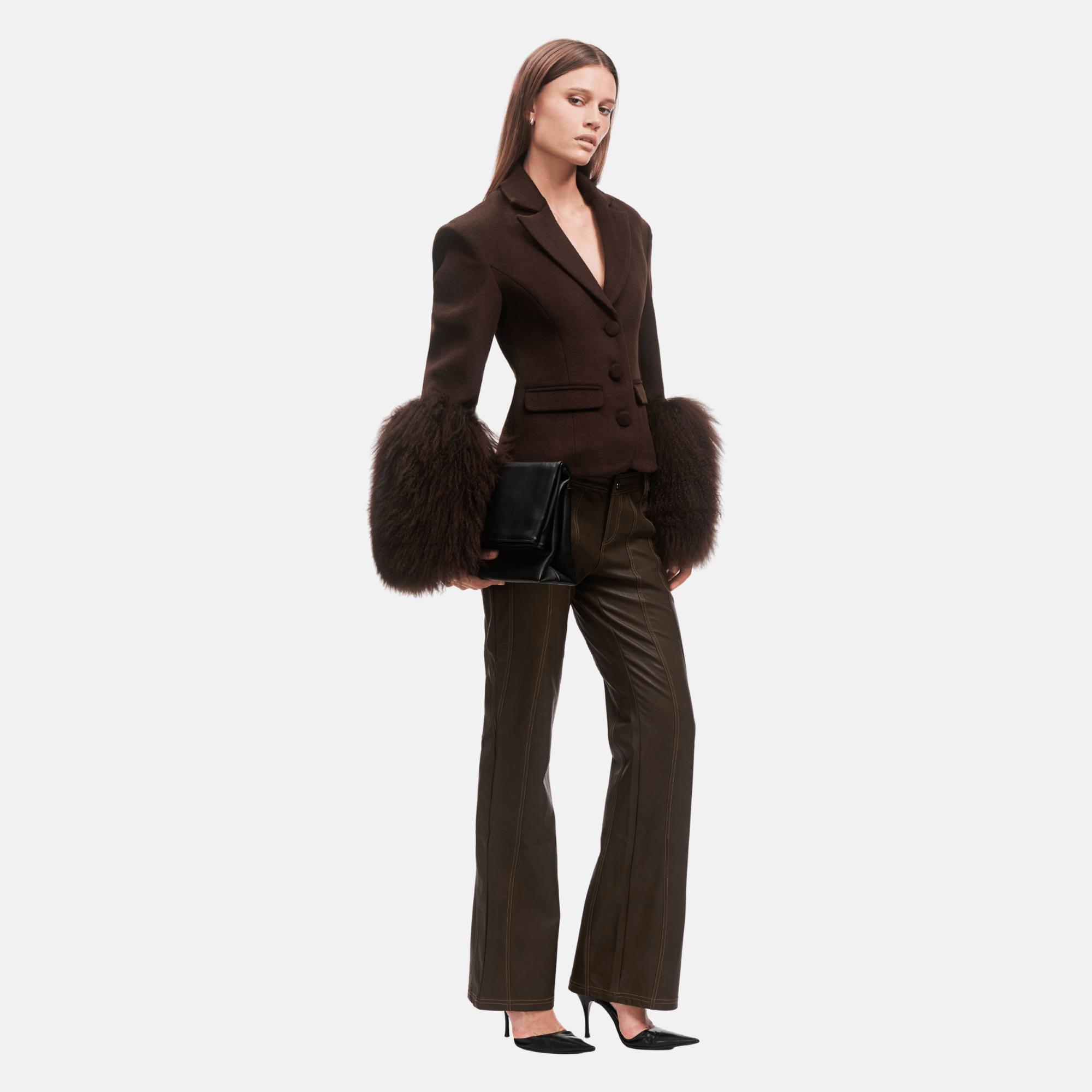 OW Collection FRANCES Wool Blazer Blazer 166 - Chocolate Brown