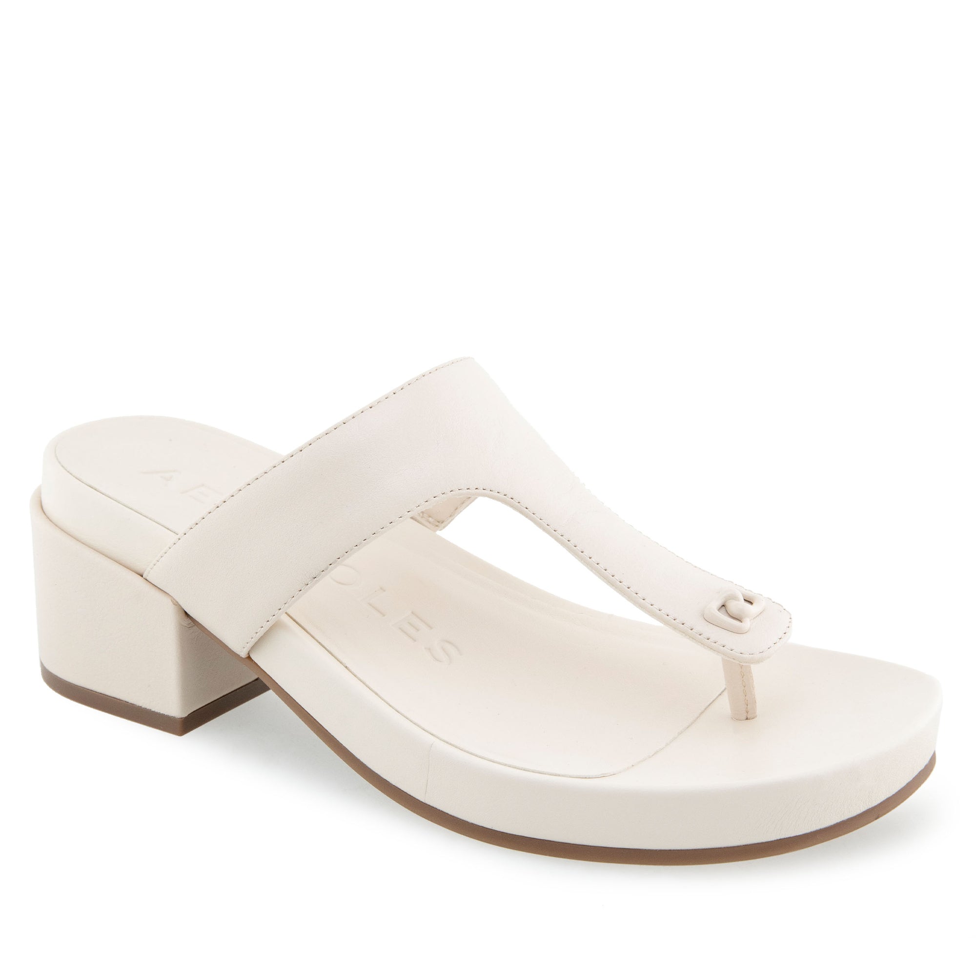 Clio Sandal Dress Block Heel | Eggnog Leather/Cork Heel