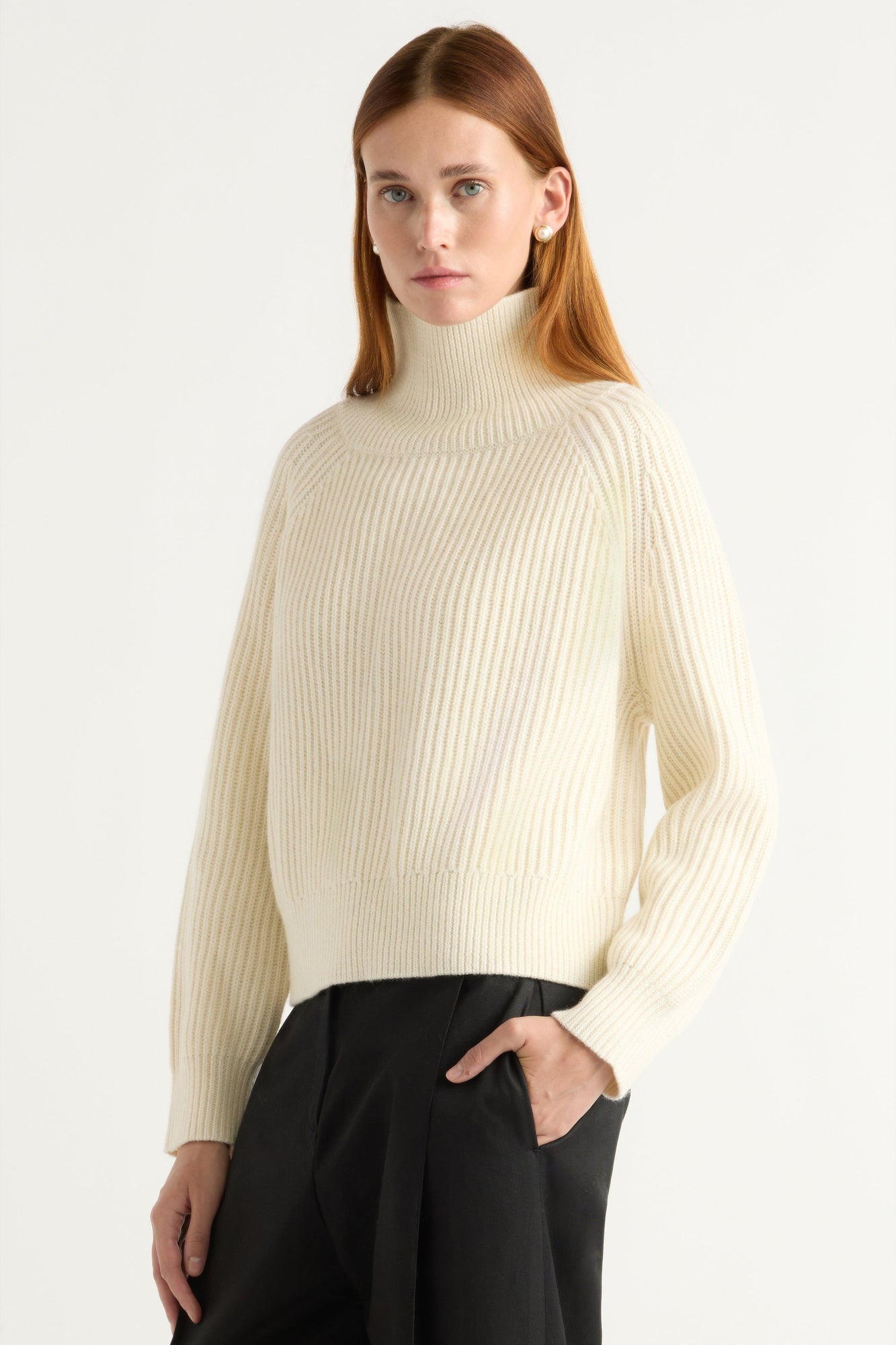 Kelsey | Hadeel Organic Cotton-Wool Mock-Neck Sweater in Size Small