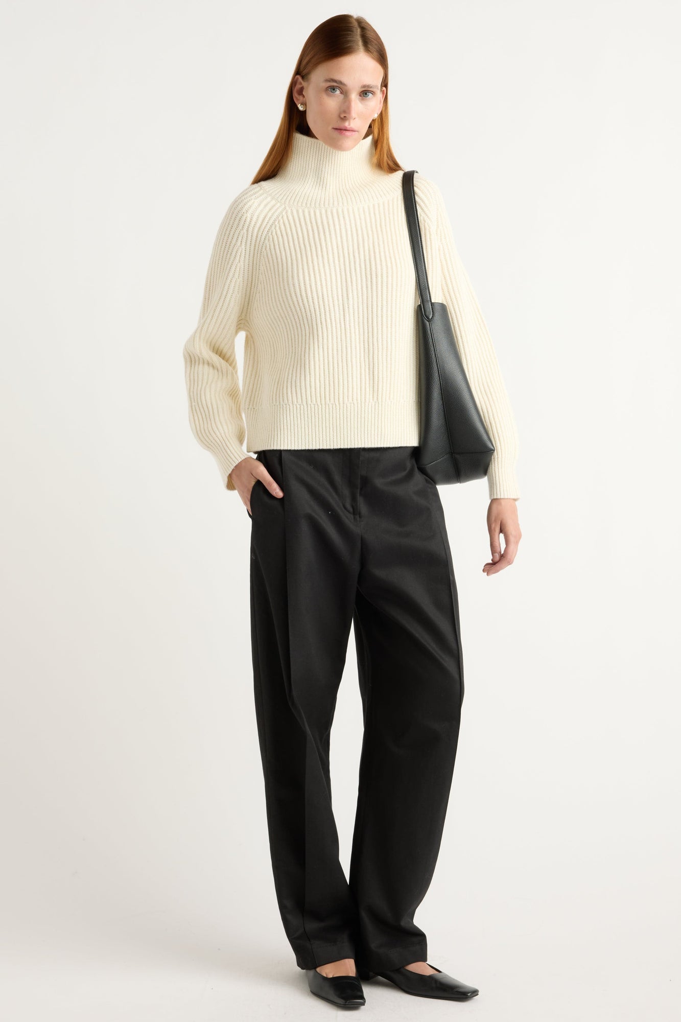 Kelsey | Hadeel Organic Cotton-Wool Mock-Neck Sweater in Size Small