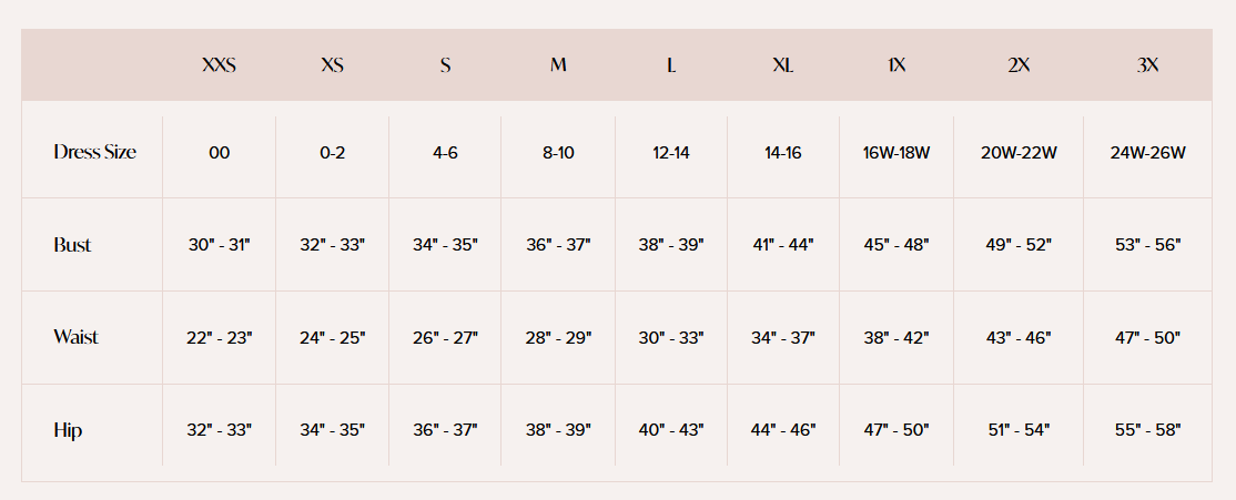 Product size guide