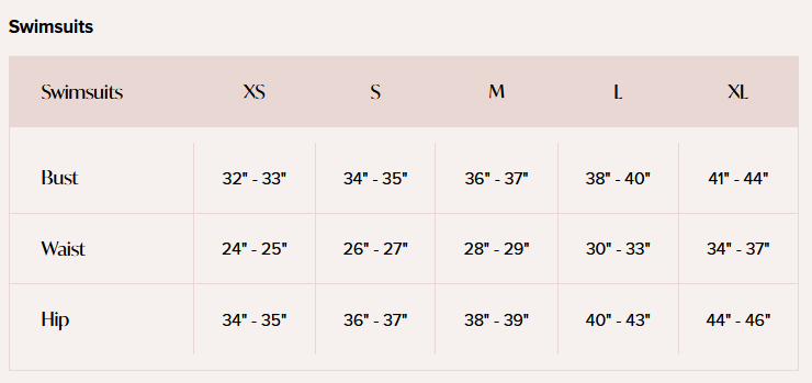 Product size guide