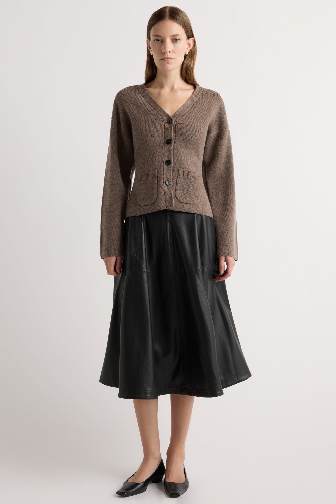 Marije | Harlow Vegan Leather Flare Skirt in Size Small