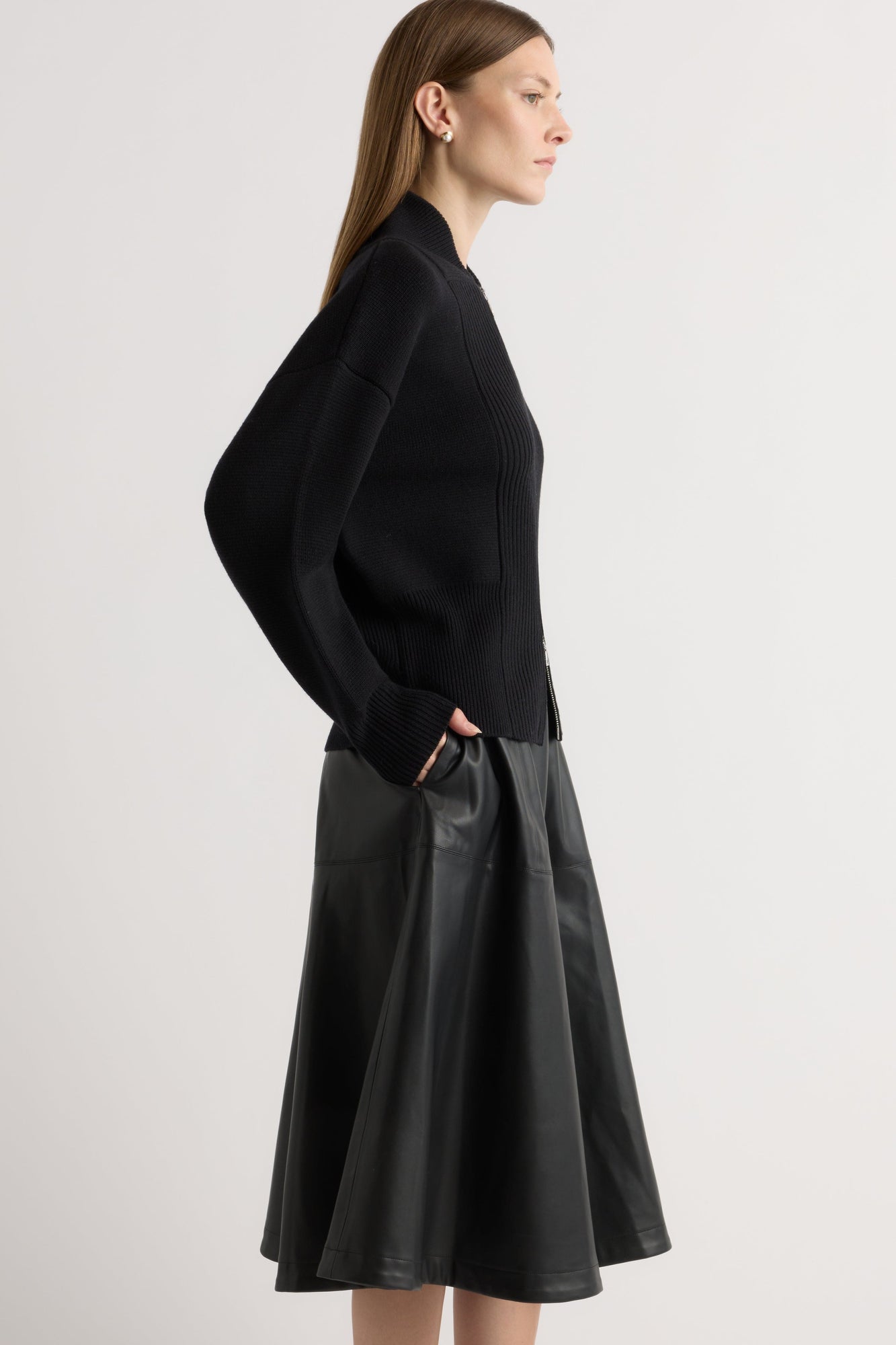 Marije | Harlow Vegan Leather Flare Skirt in Size Small