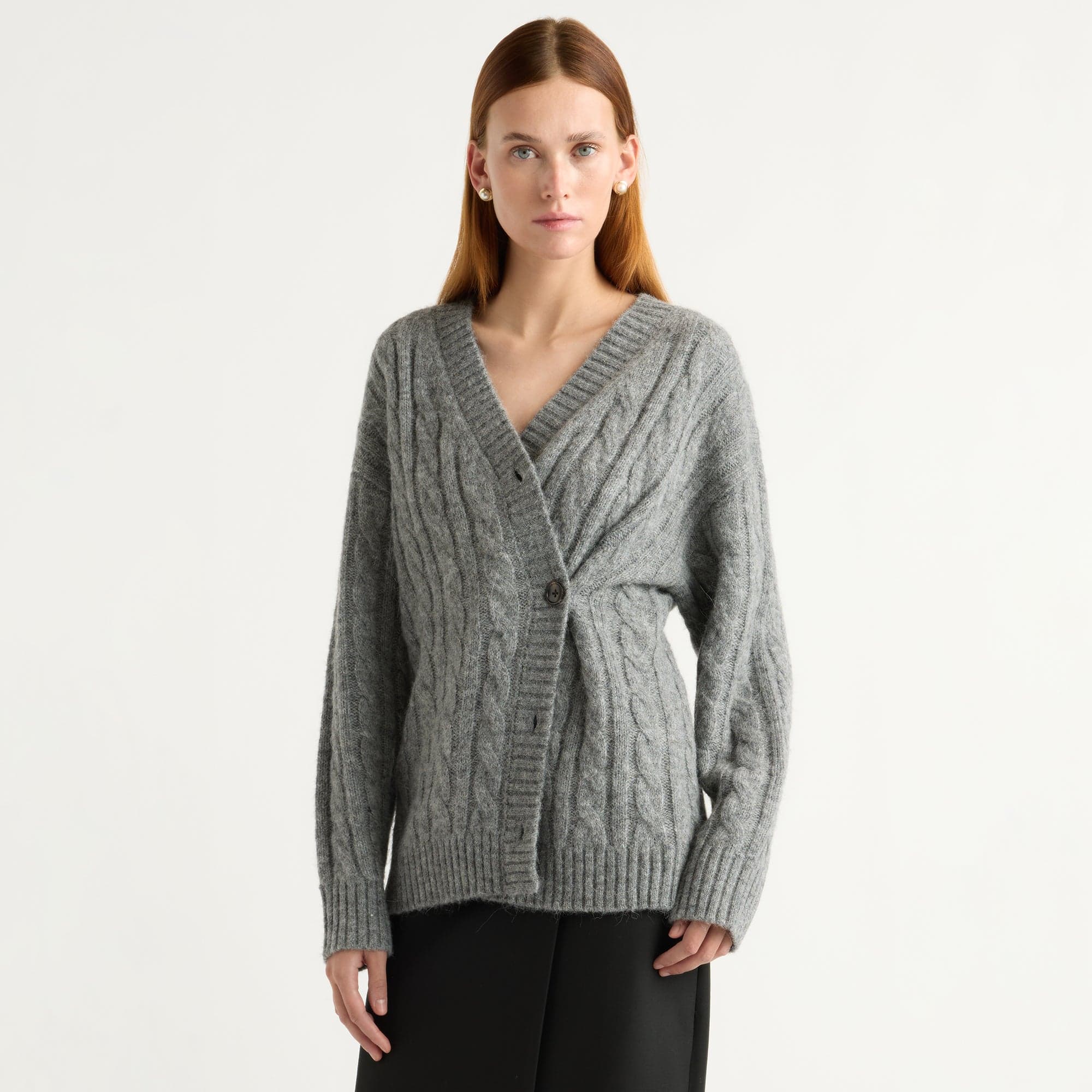 Kelsey | Hikari Asymmetric Cable Knit Cardigan in Size Small