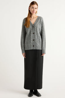 Kelsey | Hikari Asymmetric Cable Knit Cardigan in Size Small