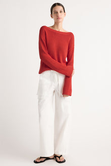 Karolina | Isabel Open-Knit Boat-Neck Sweater in Size Extra Small