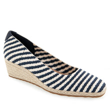 Roma Dress Wedge | Eggnog/Navy Stripe Textured Fabric