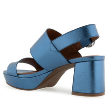 Camera Sandal Platform | Blue Metallic Leather