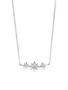 Jac+Jo Icon Triple Starburst Necklace | White Sapphire | 925 Rhodium Plated Sterling Silver